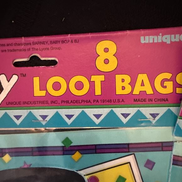 2 Vntg Barney Loot Favor Treat Bags Packages 8 Birthday Party 1995 BabyBop BJ - Picture 3 of 9